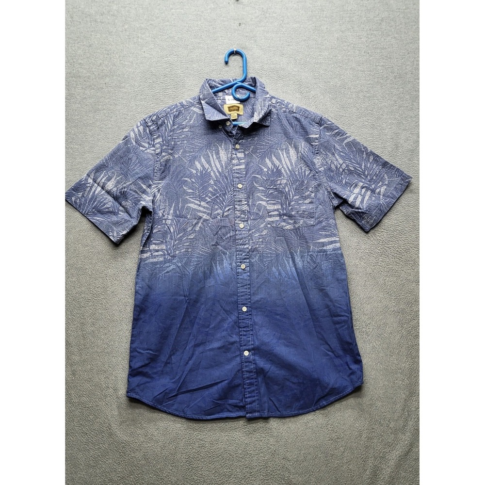 The Foundry Supply Co. Men Button‎ Up Shirt LT Blue Floral Hawaiian Shirt